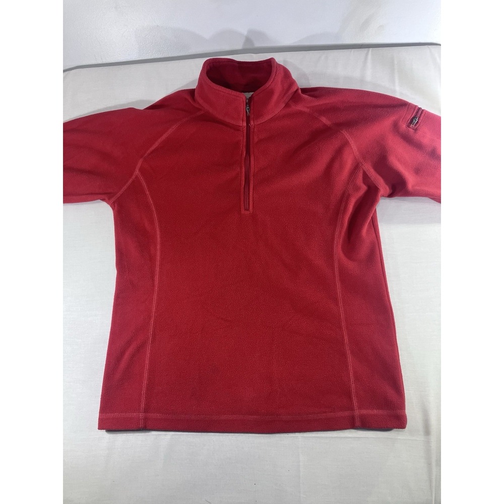L.L. Bean Women's Red Fleece Quarter Zip Pullover Jacket Size M